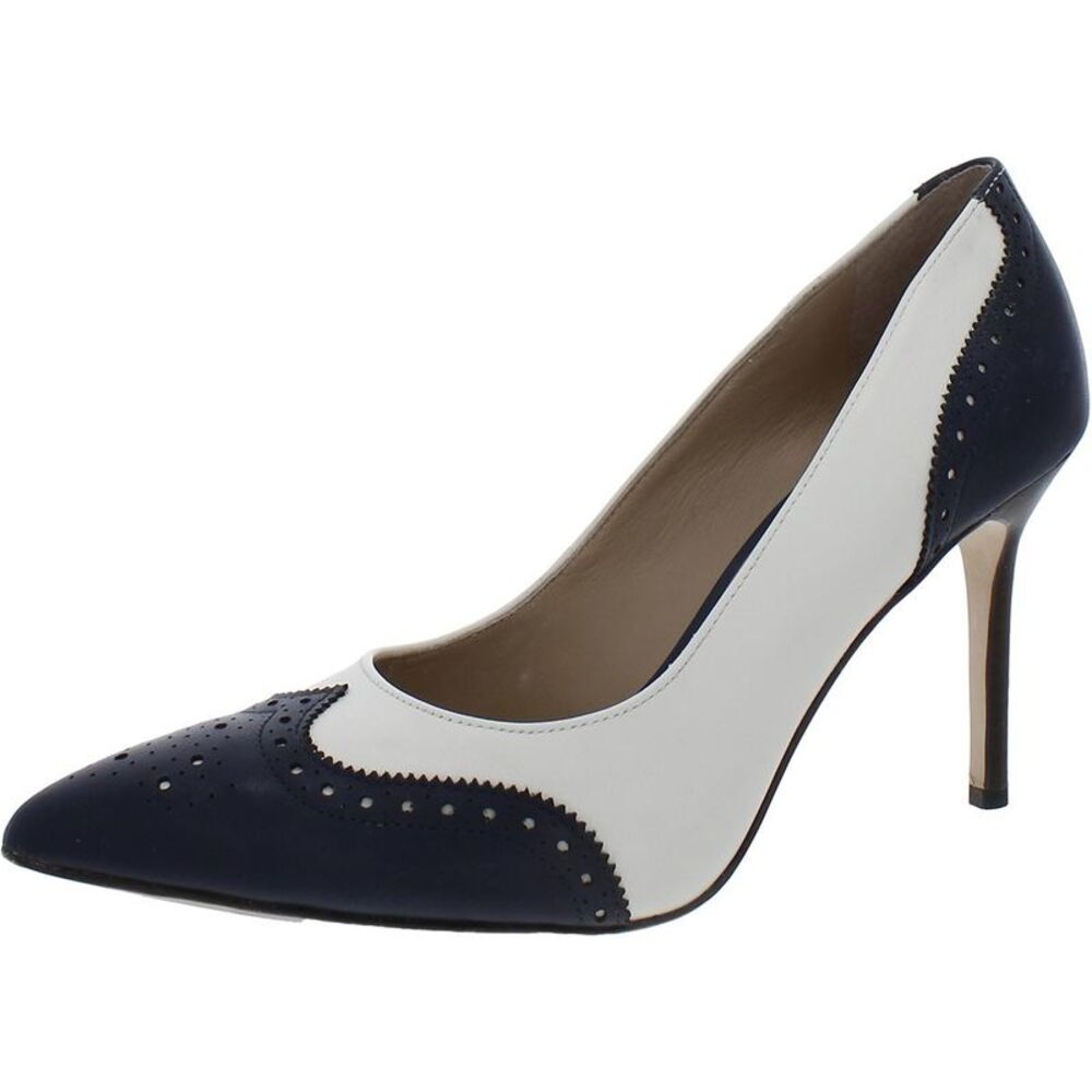 Lauren Ralph Lauren Womens Lynden Navy Leather Wingtip Brogue Pumps Shoes Used